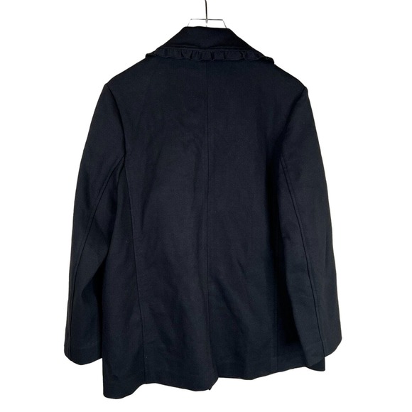 Kate Spade Broome Street Coat Jacket Women's 4 Black Ponte Ruffled Pearl Buttons - Picture 2 of 12